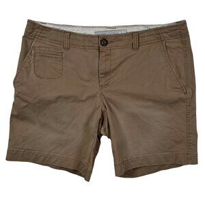 OLD NAVY Shorts Women's Flat Front Slash Pocket Cotton Blend Chinos Tan 10